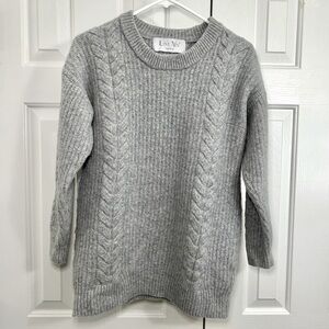 Liny Xin Superfine Merino Wool Silver Grey Cable Kn Crew Neck Sweater Size M